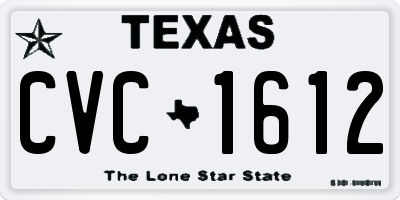 TX license plate CVC1612