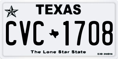 TX license plate CVC1708