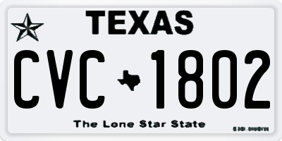 TX license plate CVC1802