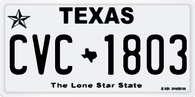 TX license plate CVC1803