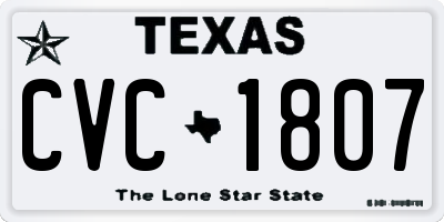 TX license plate CVC1807