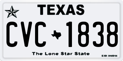 TX license plate CVC1838