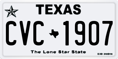 TX license plate CVC1907