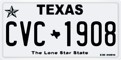 TX license plate CVC1908