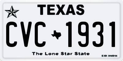 TX license plate CVC1931