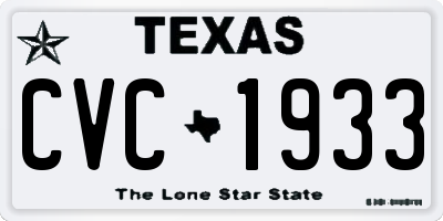 TX license plate CVC1933