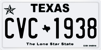TX license plate CVC1938