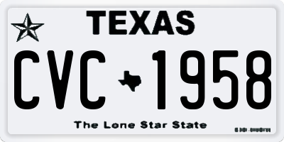 TX license plate CVC1958