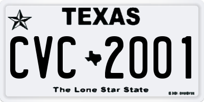 TX license plate CVC2001