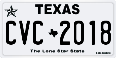 TX license plate CVC2018