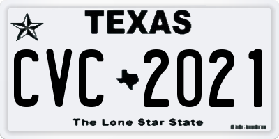 TX license plate CVC2021