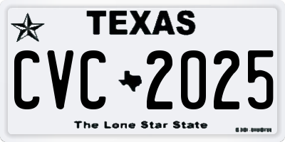 TX license plate CVC2025