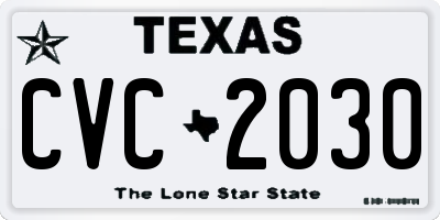 TX license plate CVC2030