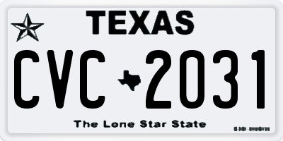 TX license plate CVC2031
