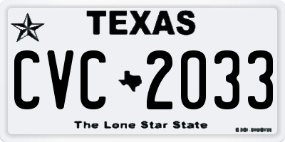 TX license plate CVC2033