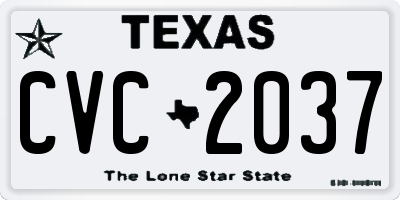TX license plate CVC2037