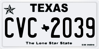 TX license plate CVC2039