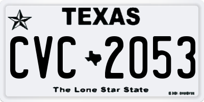 TX license plate CVC2053
