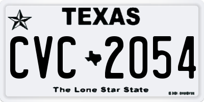 TX license plate CVC2054