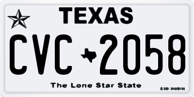 TX license plate CVC2058
