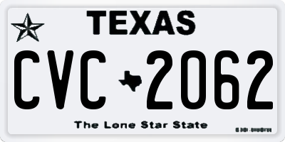 TX license plate CVC2062