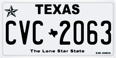 TX license plate CVC2063