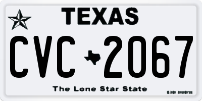 TX license plate CVC2067