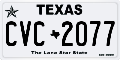 TX license plate CVC2077