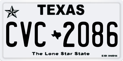 TX license plate CVC2086