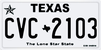 TX license plate CVC2103