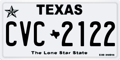 TX license plate CVC2122