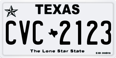 TX license plate CVC2123