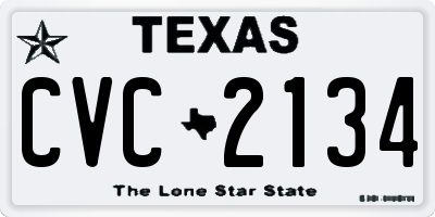 TX license plate CVC2134