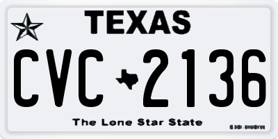 TX license plate CVC2136