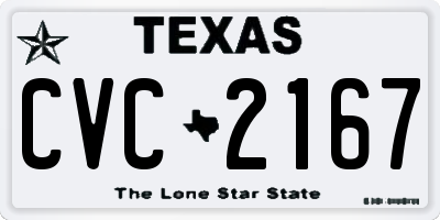 TX license plate CVC2167