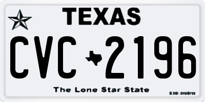 TX license plate CVC2196
