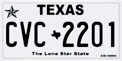 TX license plate CVC2201