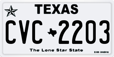 TX license plate CVC2203