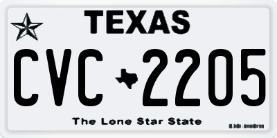 TX license plate CVC2205