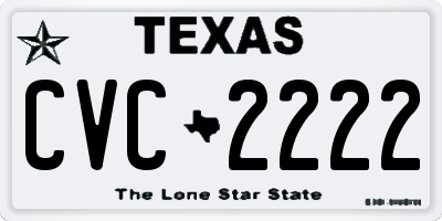 TX license plate CVC2222