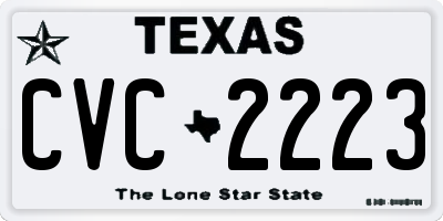 TX license plate CVC2223