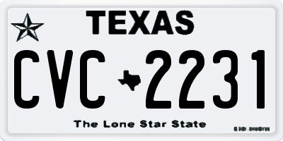 TX license plate CVC2231
