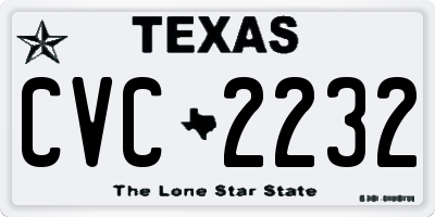 TX license plate CVC2232
