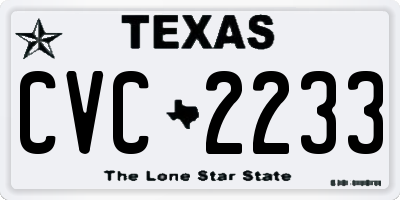 TX license plate CVC2233