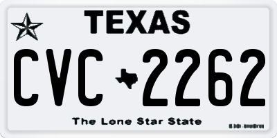 TX license plate CVC2262