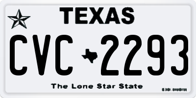 TX license plate CVC2293