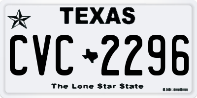 TX license plate CVC2296