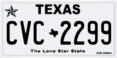 TX license plate CVC2299