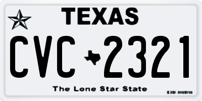 TX license plate CVC2321