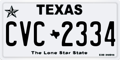 TX license plate CVC2334